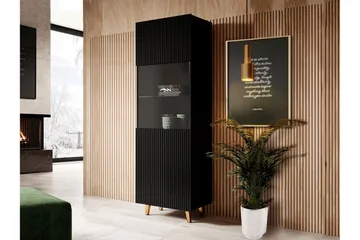 Pafos Vitrineskap Nei Svart|Gull - Oppbevaring - Skap - Vitrineskap