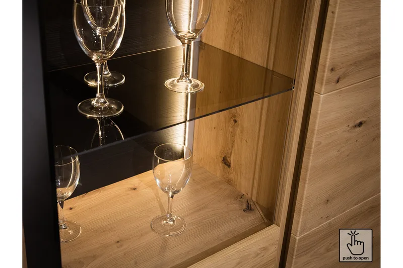 Quant Vitrineskap 41x110 cm - Eik/Svart - Oppbevaring - Skap - Vitrineskap