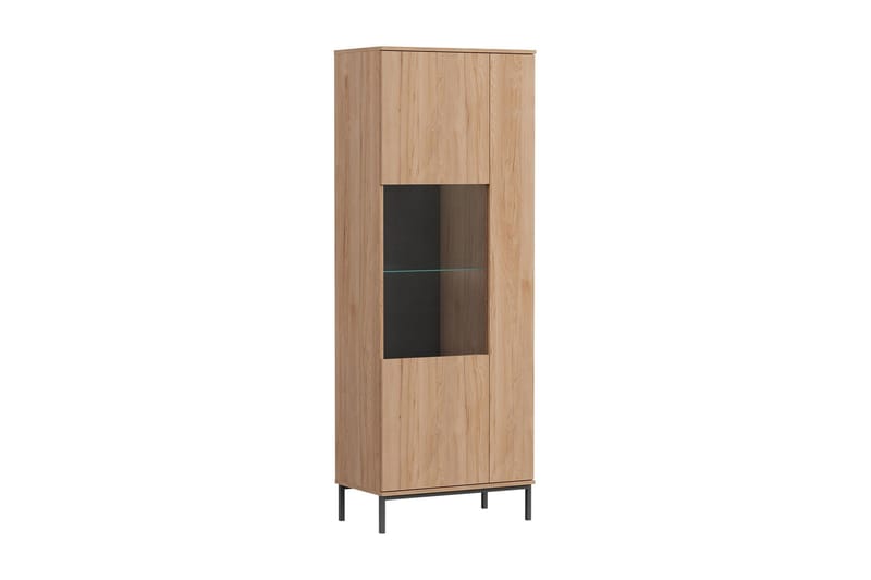 Querty Vitrineskap 70x190x41 cm - Natur/Svart - Oppbevaring - Skap - Vitrineskap