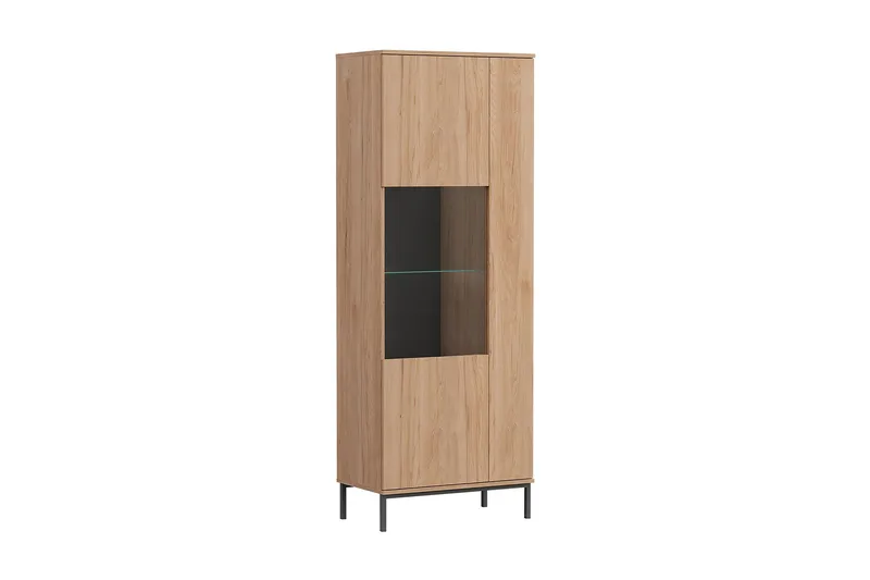 Querty Vitrineskap LED-belysning Hvit - Natur/Svart - Oppbevaring - Skap - Vitrineskap