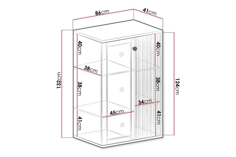 Rosehall Vitrineskap 132 cm i Tre med Glassdør og Belysning - Svart - Oppbevaring - Skap - Vitrineskap