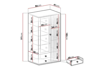 Rosehall Vitrineskap 191 cm - Oppbevaring - Skap - Vitrineskap