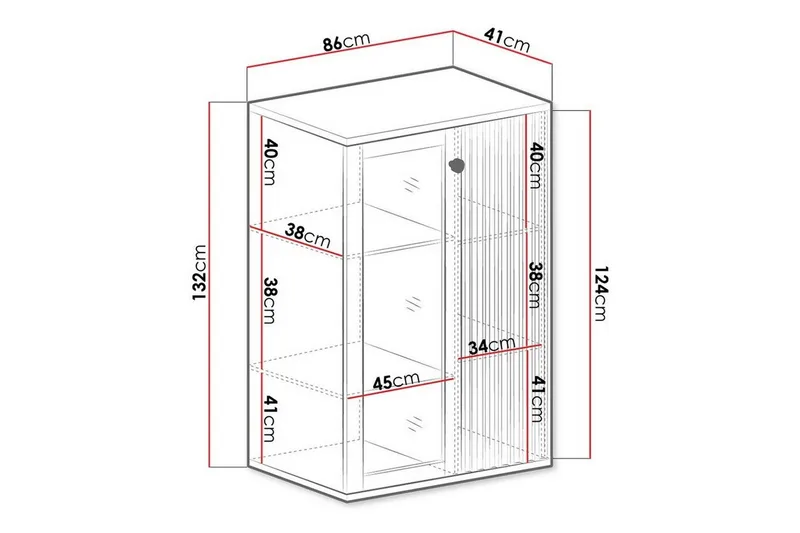 Rosehall Vitrinskåp 132 cm Black - Oppbevaring - Skap - Vitrineskap