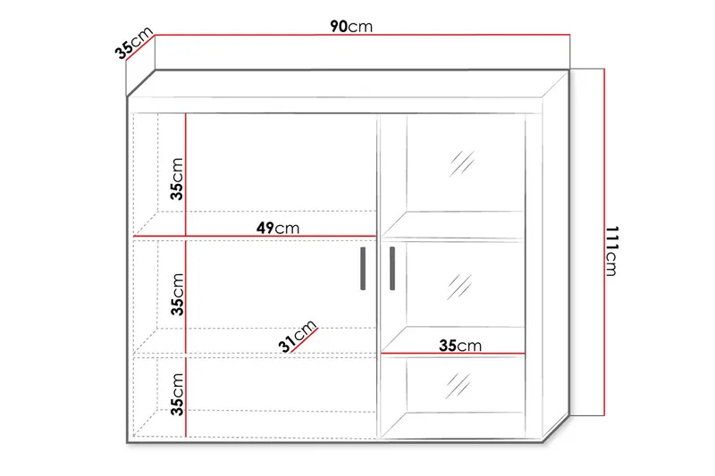 Samba Vitrinskåp 90x35x111 cm Black - Oppbevaring - Skap - Vitrineskap