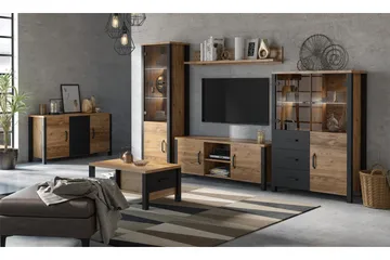 Skarebol Vitrineskap 56 cm - Svart/Tre/Natur - Oppbevaring - Skap - Vitrineskap