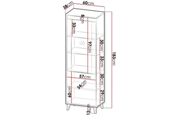 Strontian Vitrinskåp 183 cm Scandinavian Choice Anthracite - Oppbevaring - Skap - Vitrineskap