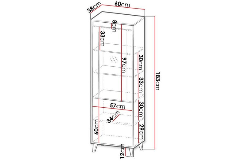 Strontian Vitrinskåp 183 cm Scandinavian Choice Anthracite - Oppbevaring - Skap - Vitrineskap