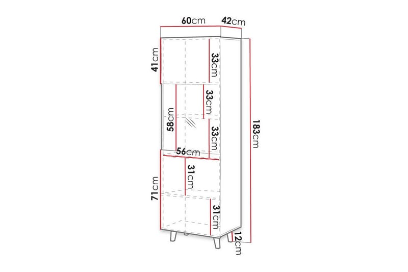 Strontian Vitrinskåp 183 cm Scandinavian Choice Anthracite/Black - Oppbevaring - Skap - Vitrineskap