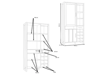 Strumica Vitrineskap 43x105 cm - Brun/Grå - Oppbevaring - Skap - Vitrineskap