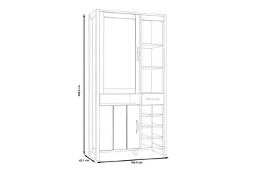 Strumica Vitrineskap 43x105 cm - Brun/Grå - Oppbevaring - Skap - Vitrineskap