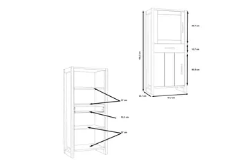 Strumica Vitrineskap 43x68 cm 2 Hyller - Brun/Grå - Oppbevaring - Skap - Vitrineskap