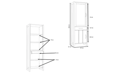 Strumica Vitrineskap 43x68 cm 3 Hyller - Brun/Grå - Oppbevaring - Skap - Vitrineskap