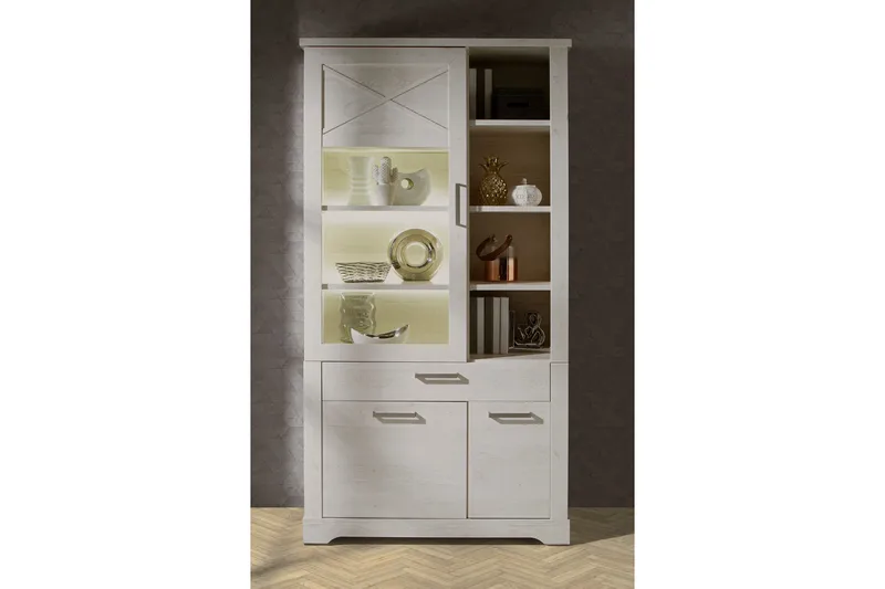 Svetis Vitrineskap 42x108 cm - Hvit - Oppbevaring - Skap - Vitrineskap