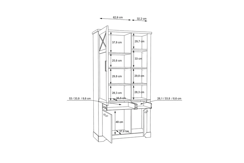 Svetis Vitrineskap 42x108 cm - Hvit - Oppbevaring - Skap - Vitrineskap