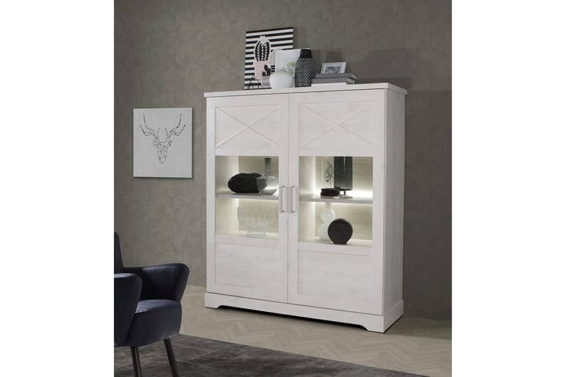 Svetis Vitrineskap 42x133 cm - Hvit - Oppbevaring - Skap - Vitrineskap