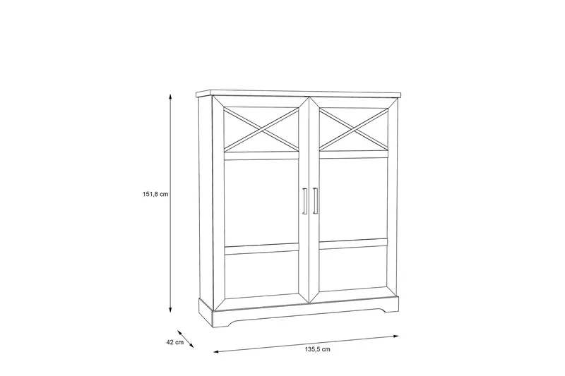 Svetis Vitrineskap 42x133 cm - Hvit - Oppbevaring - Skap - Vitrineskap