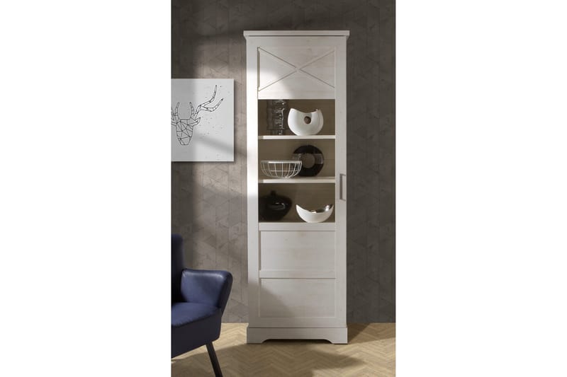 Svetis Vitrineskap 42x69 cm - Hvit - Oppbevaring - Skap - Vitrineskap