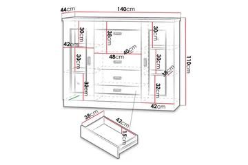 Tadeusz Vitrineskap 140x44x110 cm - Oppbevaring - Skap - Vitrineskap