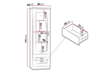 Tadeusz Vitrineskap 46x44x190 cm - Oppbevaring - Skap - Vitrineskap