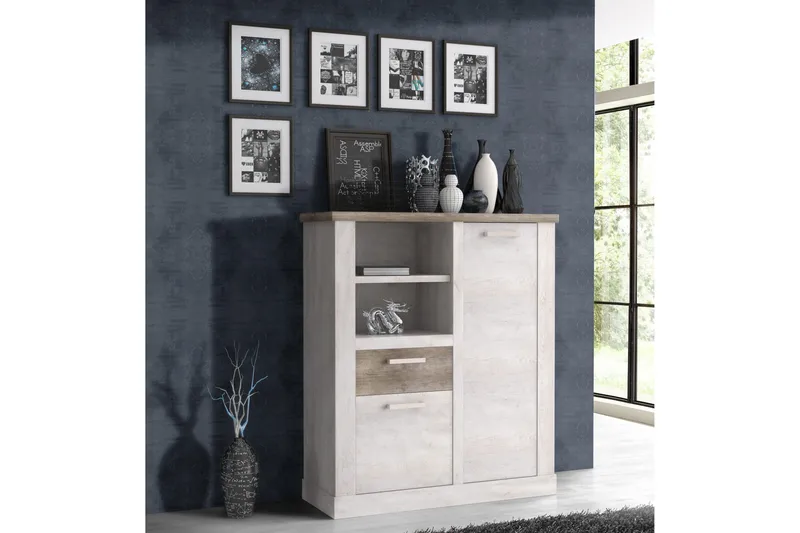 Talebi Skjenk 41x110 cm - Brun / Hvit - Oppbevaring - Skap - Vitrineskap