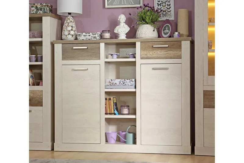 Talebi Skjenk 41x160 cm - Brun / Hvit - Oppbevaring - Skap - Vitrineskap