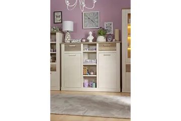 Talebi Skjenk 41x160 cm - Brun / Hvit - Oppbevaring - Skap - Vitrineskap