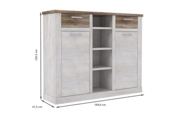 Talebi Skjenk 41x160 cm - Brun / Hvit - Oppbevaring - Skap - Vitrineskap