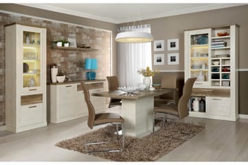 Talebi Skjenk 41x172 cm - Brun / Hvit - Oppbevaring - Skap - Vitrineskap