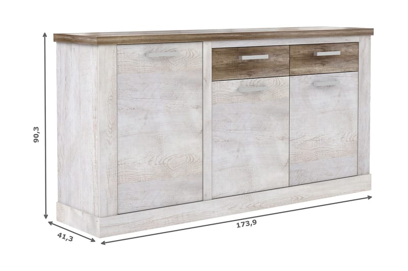 Talebi Skjenk 41x172 cm - Brun / Hvit - Oppbevaring - Oppbevaringsmøbler - Sideboard & skjenk