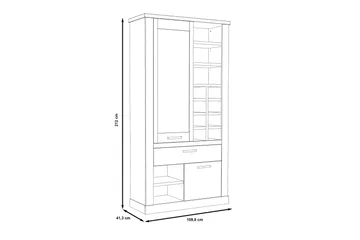 Talebi Vitrineskap 41x108 cm - Brun / Hvit - Oppbevaring - Skap - Vitrineskap