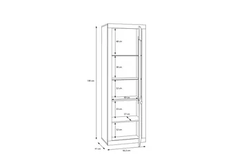 Tolovgrad Vitrineskap 41x63 cm - Grå/Hvit - Oppbevaring - Skap - Vitrineskap