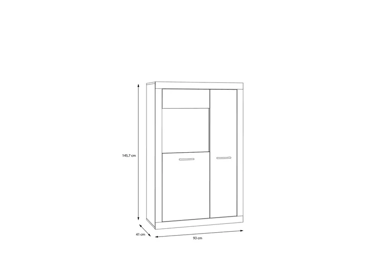 Tolovgrad Vitrineskap 41x93 cm - Grå/Hvit - Oppbevaring - Skap - Vitrineskap