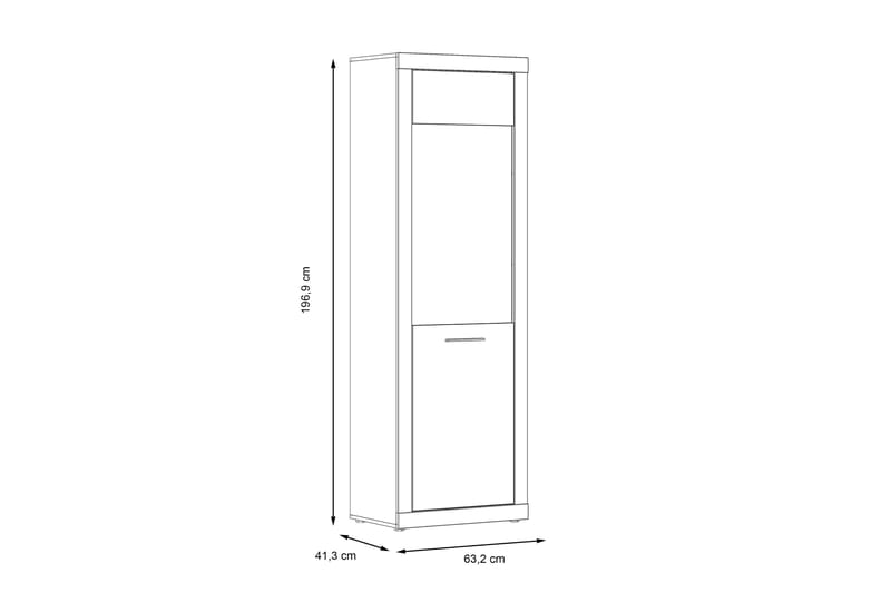 Vitrineskap Belchin 41x63 cm - Grå/Hvit - Vitrineskap