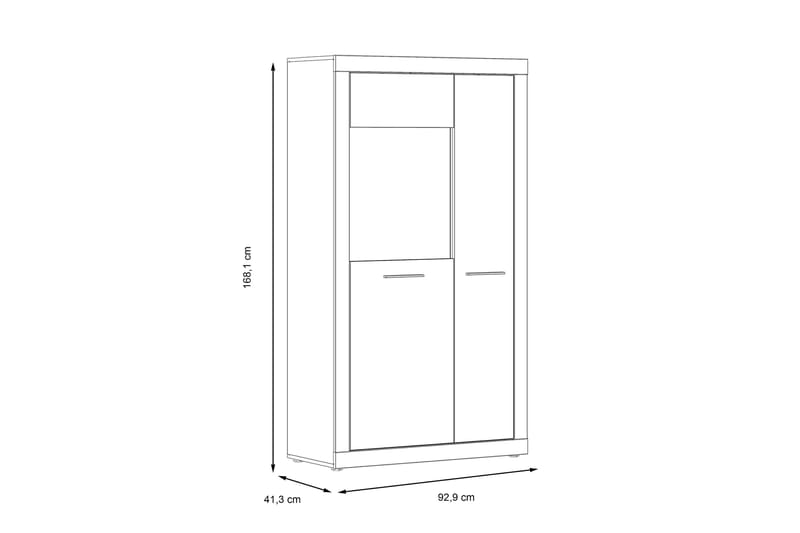 Vitrineskap Belchin 41x93 cm - Grå/Hvit - Vitrineskap