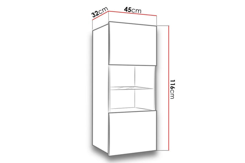 Vitrineskap Calabrini 45x32x117 cm - Vitrineskap