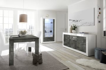 Vitrineskap Calpino 110 cm - Hvit|Gråmelert - Oppbevaring - Skap - Vitrineskap