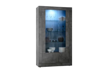 Vitrineskap Calpino 110 cm - Mørkgrå Betong - Oppbevaring - Skap - Vitrineskap