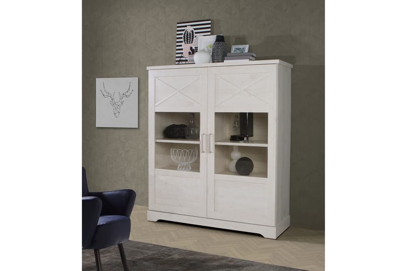 Vitrineskap Feres 42x133 cm - Hvit - Oppbevaring - Skap - Vitrineskap