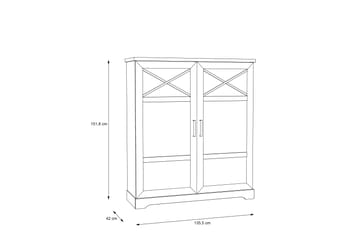 Vitrineskap Feres 42x133 cm - Hvit - Oppbevaring - Skap - Vitrineskap