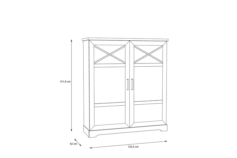Vitrineskap Feres 42x133 cm - Hvit - Oppbevaring - Skap - Vitrineskap