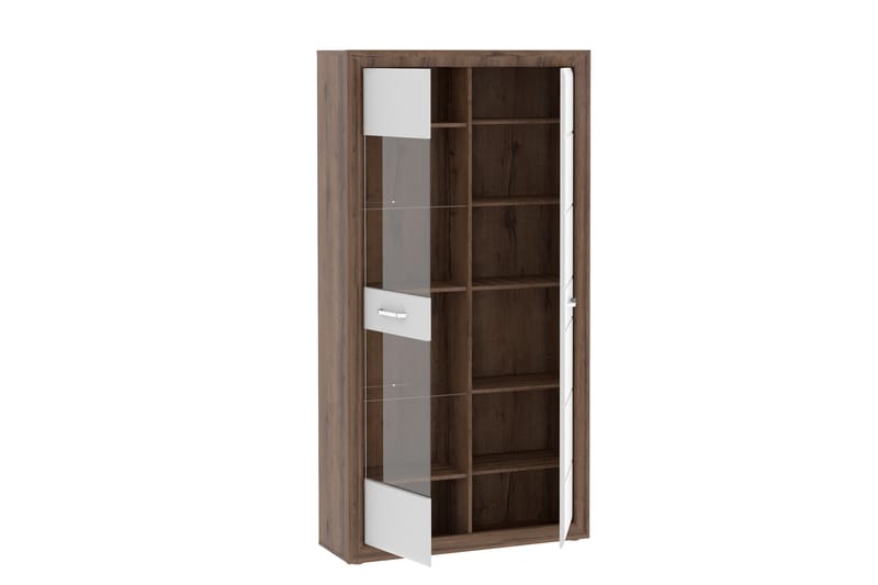 Vitrineskap Smolyan 35x103 cm - Brun/Hvit - Oppbevaring - Skap - Vitrineskap