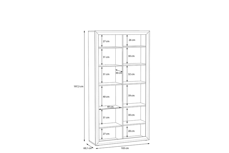 Vitrineskap Smolyan 35x103 cm - Brun/Hvit - Oppbevaring - Skap - Vitrineskap