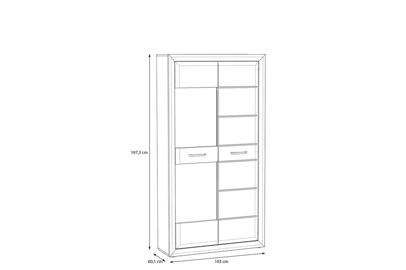 Vitrineskap Smolyan 35x103 cm - Brun/Hvit - Oppbevaring - Skap - Vitrineskap