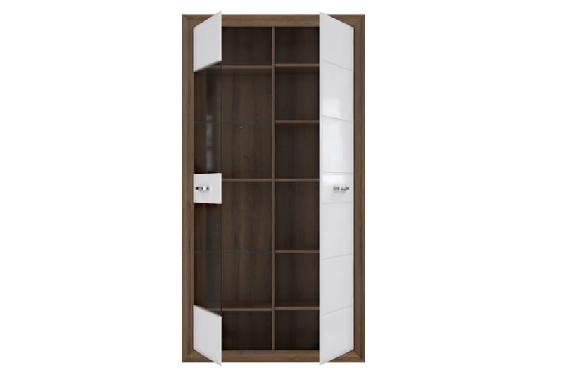 Vitrineskap Smolyan 35x103 cm - Brun/Hvit - Oppbevaring - Skap - Vitrineskap