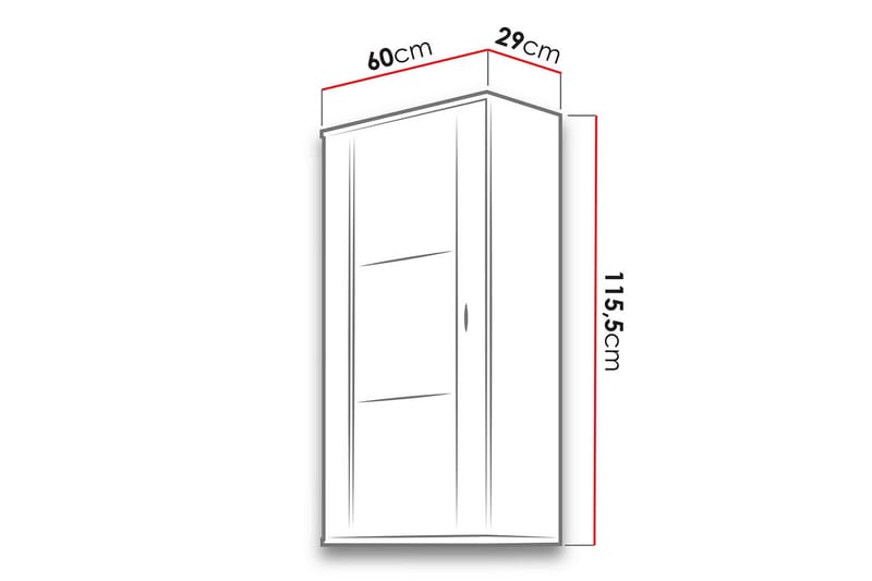 Vitrineskap Soho 60x29x115,5 cm - Hvit - Vitrineskap