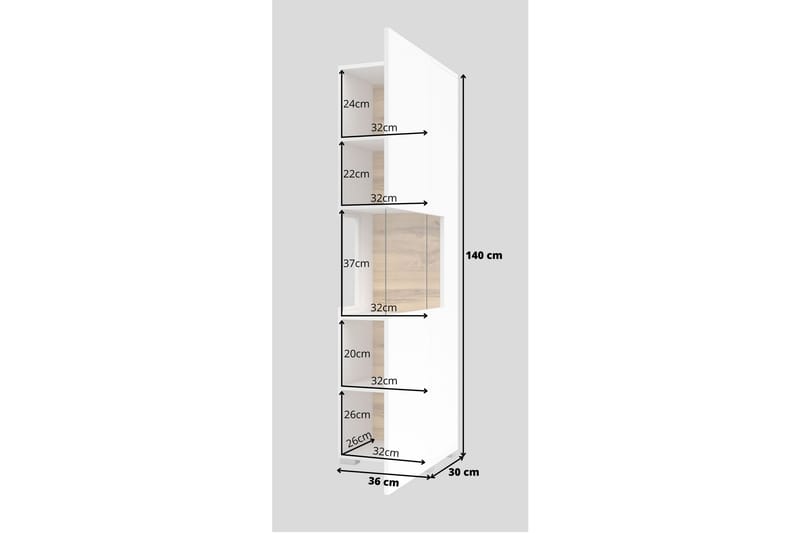 Vitrineskap Speno 140 cm - Hvit - Oppbevaring - Skap - Vitrineskap