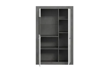 Vitrineskap Uzunkop 41x93 cm - Grå/Hvit - Oppbevaring - Skap - Vitrineskap