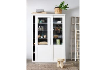 Vitrineskap Zahari 208 cm Skyvedør - Hvit Furu - Oppbevaring - Skap - Vitrineskap