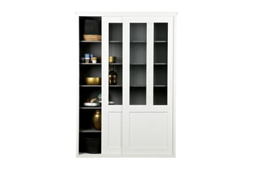 Vitrineskap Zahari 208 cm Skyvedør - Hvit Furu - Oppbevaring - Skap - Vitrineskap