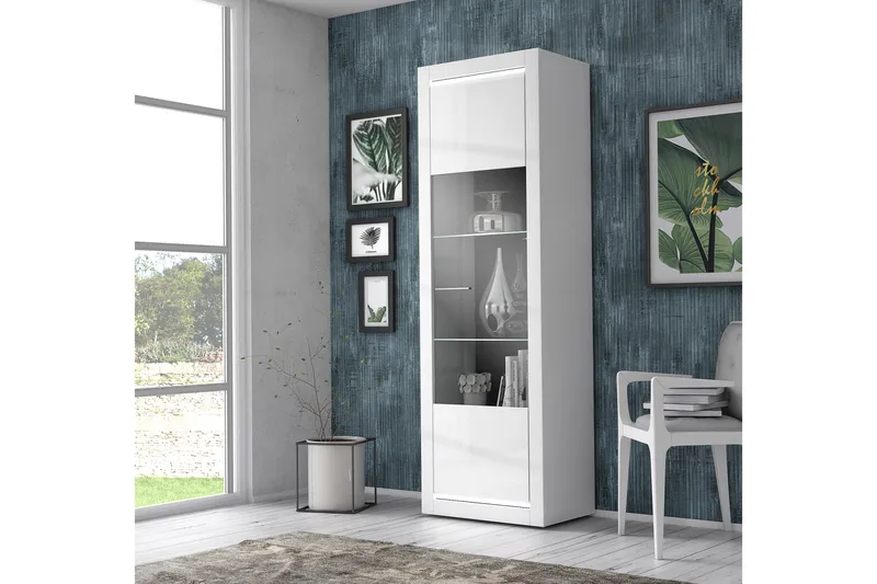 Worsaw Vitrineskap 63 cm - Hvit - Oppbevaring - Skap - Vitrineskap